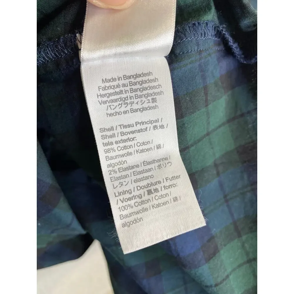 Crewcuts J Crew Girls Poplin Black Watch Green Navy Blue Plaid Ruffle Dress 7
